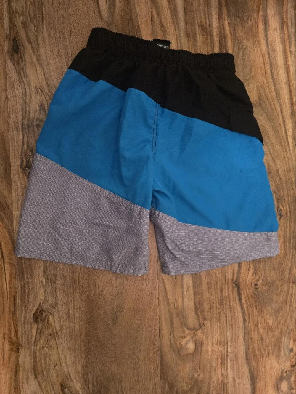 Colorblock Boys Swim Trunks - Black, Teal & Gray Size: Medium (10/12)